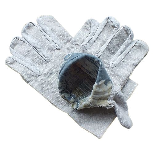 帆布手套双层道线加厚耐磨劳保用品工作工地防滑防护手套